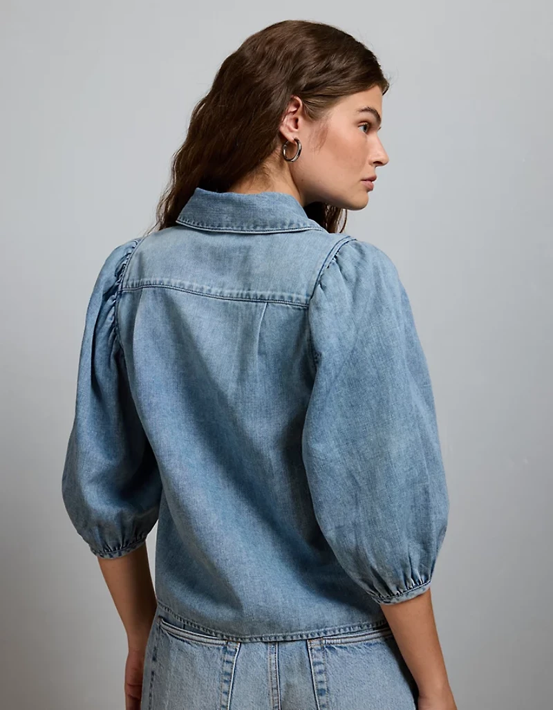 AE77 Puff-Sleeve Denim Shirt