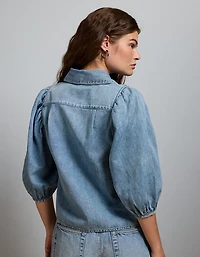 AE77 Puff-Sleeve Denim Shirt