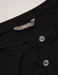 AE77 Ribbed Button-Up T-Shirt