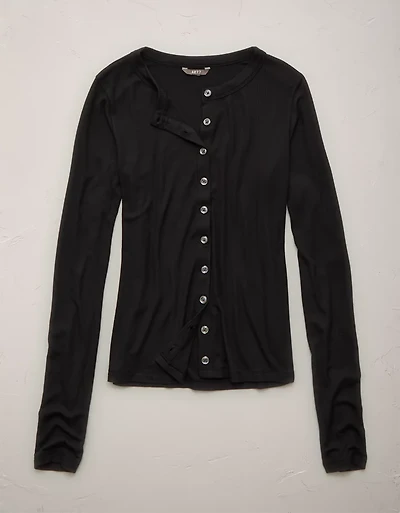 AE77 Ribbed Button-Up T-Shirt