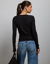 AE77 Ribbed Button-Up T-Shirt