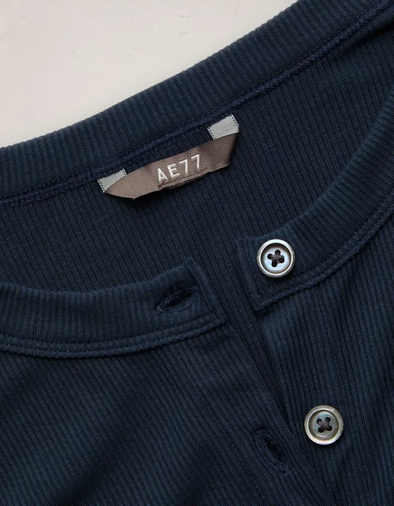 AE77 Ribbed Button-Up T-Shirt