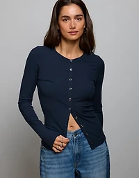 AE77 Ribbed Button-Up T-Shirt