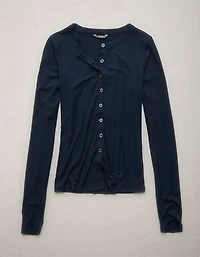 AE77 Ribbed Button-Up T-Shirt