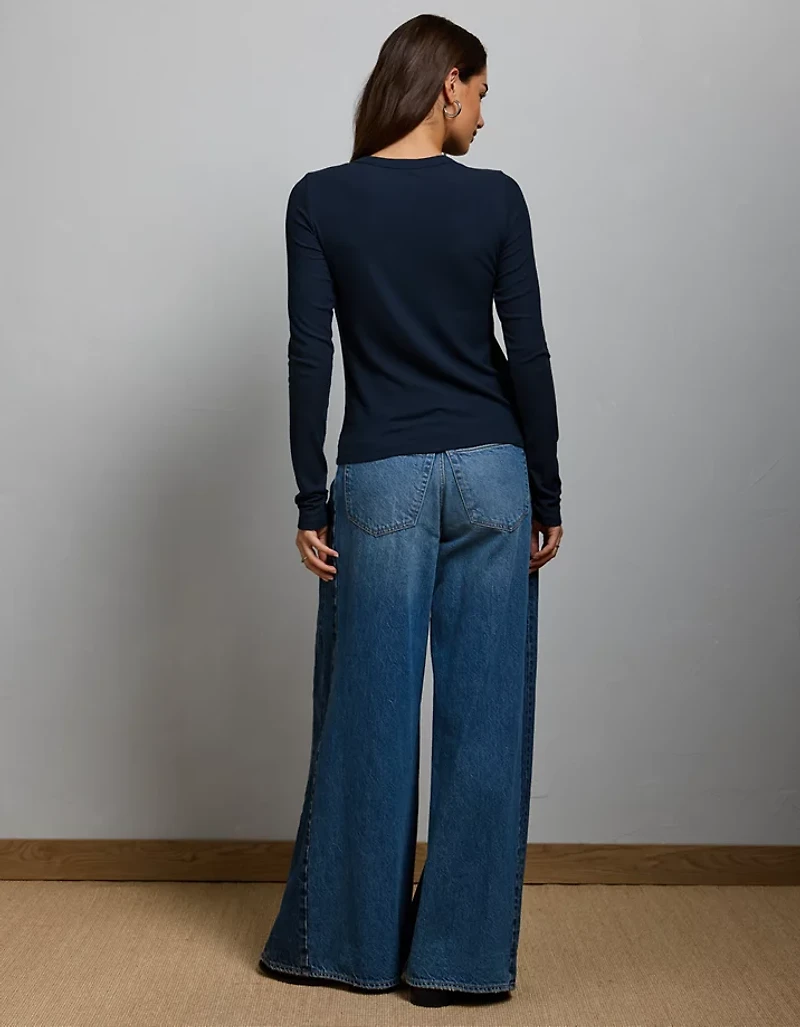 AE77 Ribbed Button-Up T-Shirt