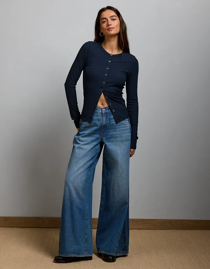 T-shirt côtelé à boutons AE77