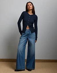 T-shirt côtelé à boutons AE77