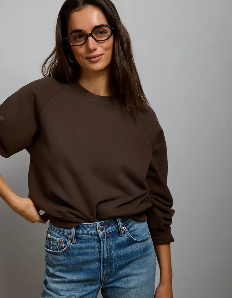 AE77 Lightweight Terry Fleece Raglan Sweatshirt