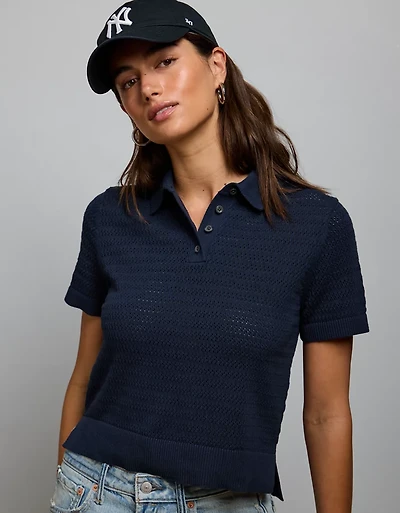AE77 Shrunken Sweater Polo Shirt