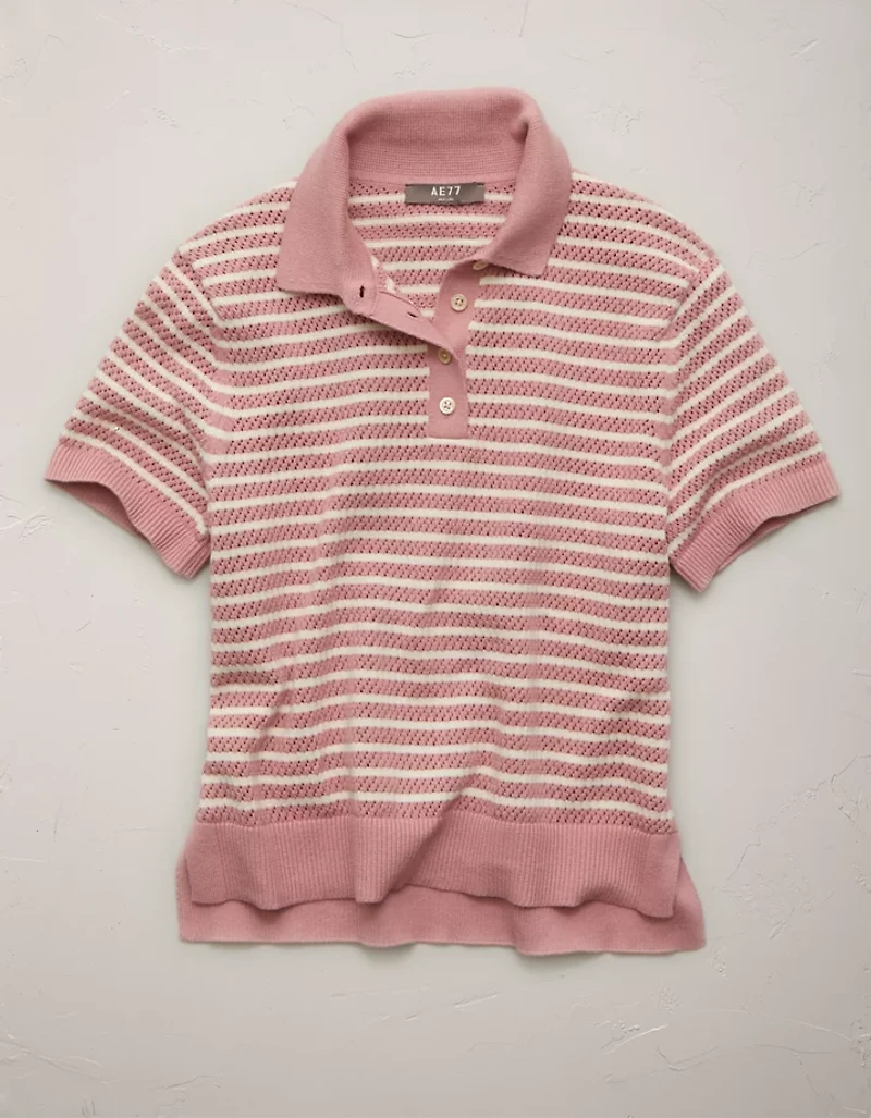 AE77 Shrunken Sweater Polo Shirt