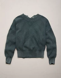 AE77 Open-Back Shaker Stitch Sweater