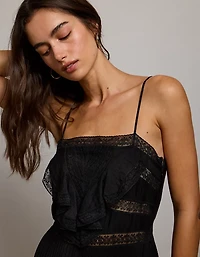 AE77 Lace Ruffle Maxi Dress