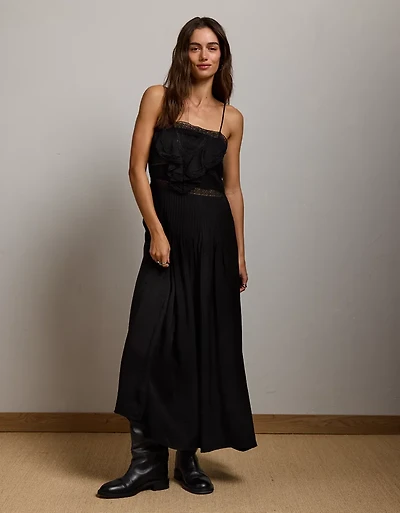 AE77 Lace Ruffle Maxi Dress