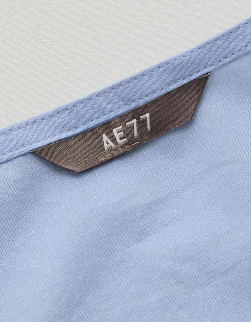 AE77 Eyelet Lace Short-Sleeve Blouse