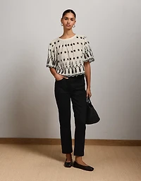 AE77 Embroidered Bell Sleeve Blouse