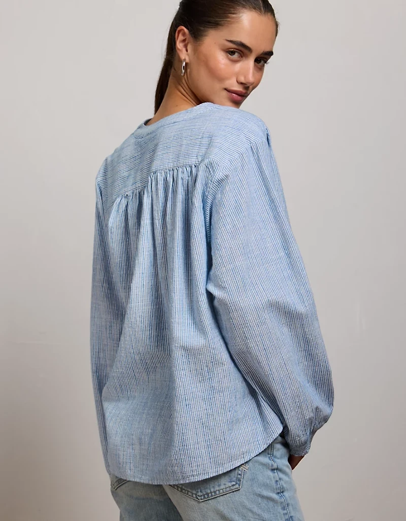 AE77 Split Neck Blouse