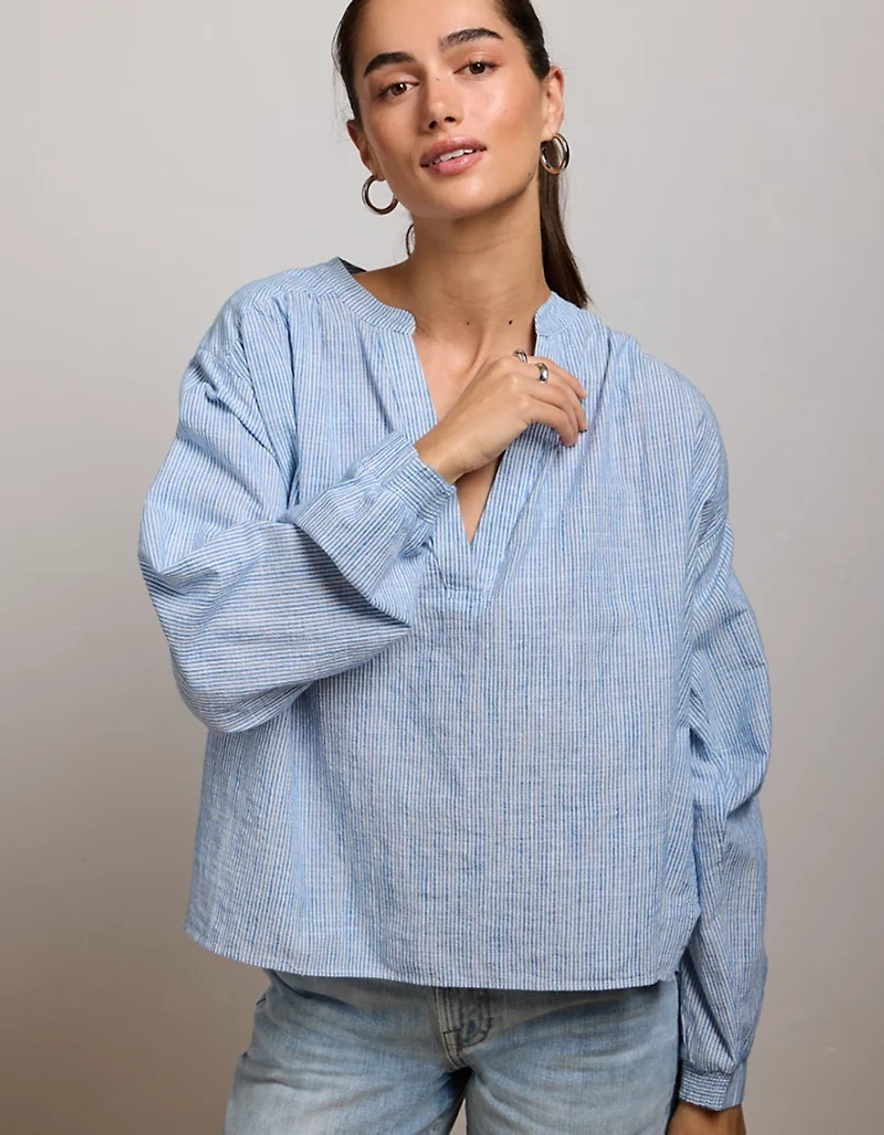 AE77 Split Neck Blouse