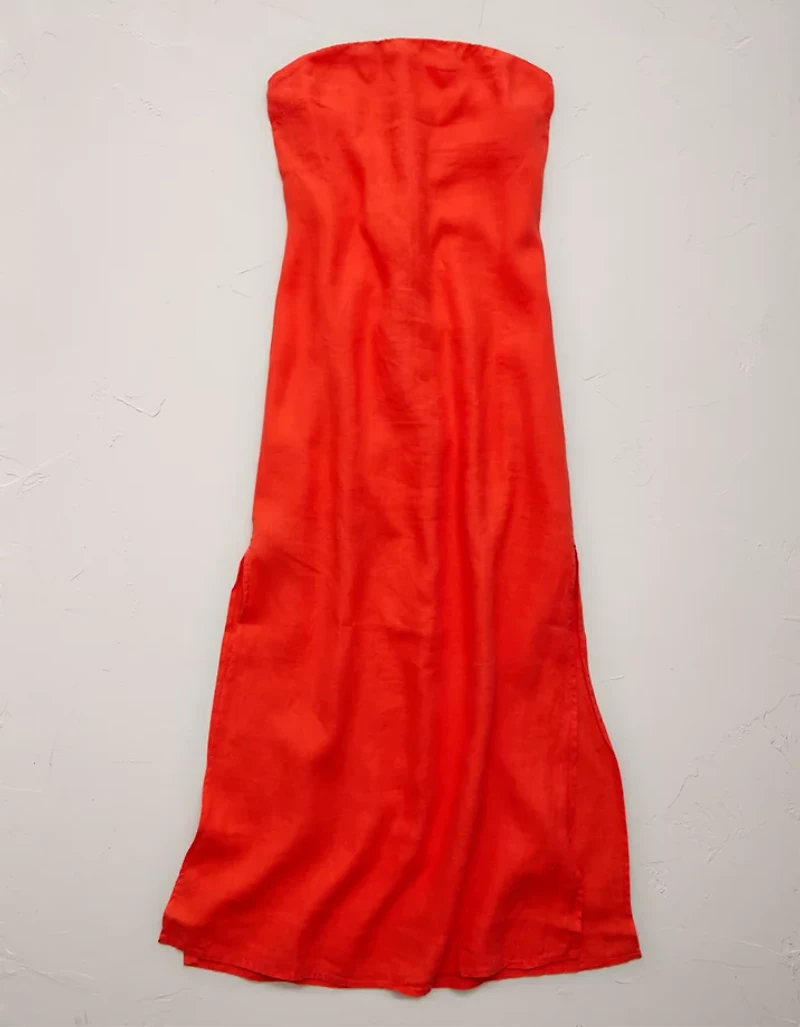 AE77 Strapless Linen Midi Dress