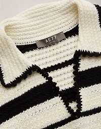 AE77 Shrunken Crochet Sweater Polo