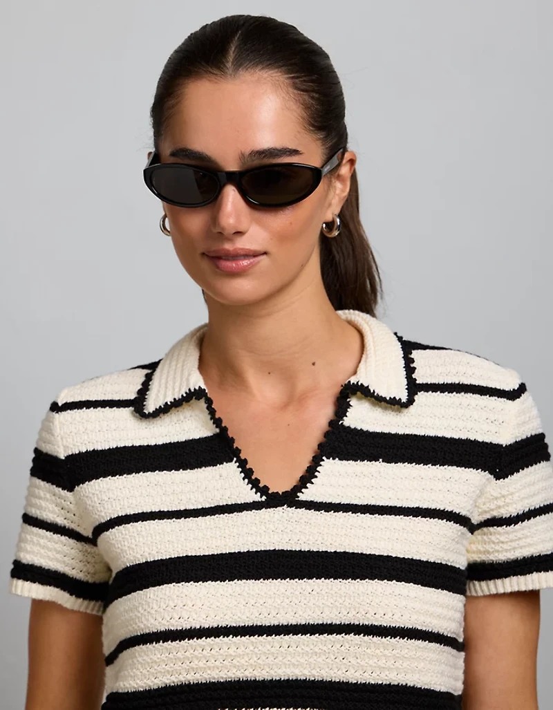 Polo en tricot crocheté rétréci AE77