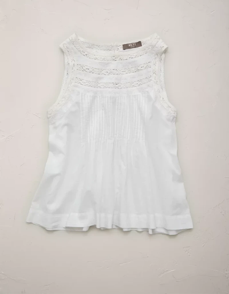AE77 High Neck Embroidered Top