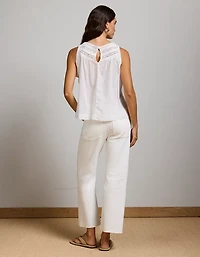 AE77 High Neck Embroidered Top