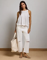 AE77 High Neck Embroidered Top