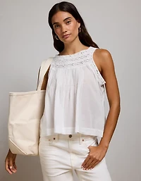AE77 High Neck Embroidered Top