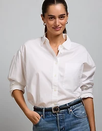 Chemise surdimensionnée à col boutonné en popeline AE77