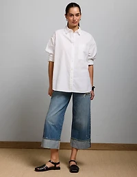 Chemise surdimensionnée à col boutonné en popeline AE77