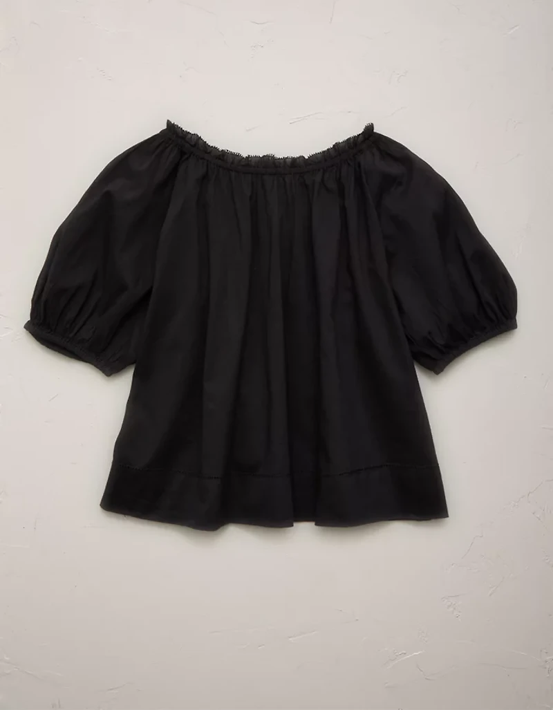 AE77 Puff Sleeve Cropped Top