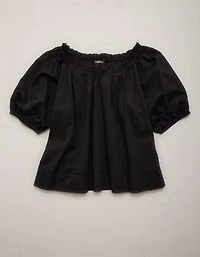 AE77 Puff Sleeve Cropped Top