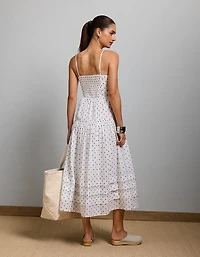 Robe longue boutonnée à bretelles AE77