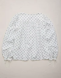 AE Embroidered Balloon-Sleeve Button-Up Shirt