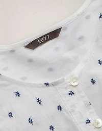 AE Embroidered Balloon-Sleeve Button-Up Shirt