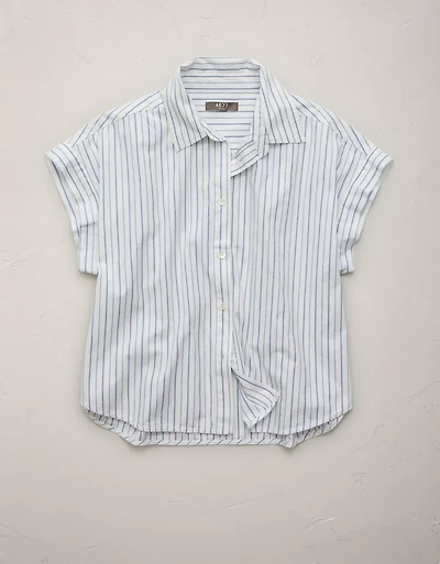 AE77 Cropped Poplin Short-Sleeve Shirt