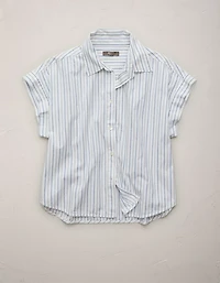 AE77 Cropped Poplin Short-Sleeve Shirt