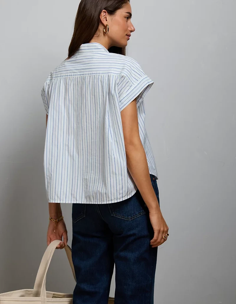 AE77 Cropped Poplin Short-Sleeve Shirt