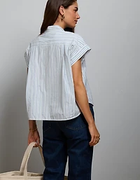 AE77 Cropped Poplin Short-Sleeve Shirt