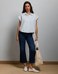 AE77 Cropped Poplin Short-Sleeve Shirt