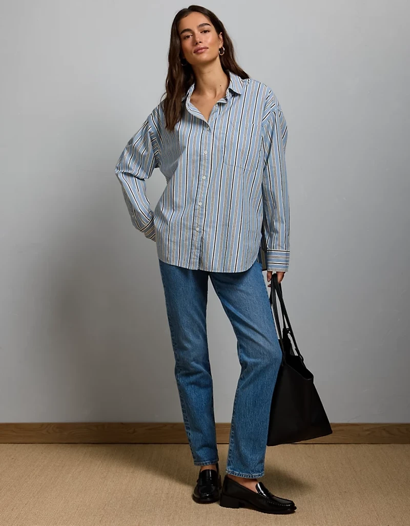 AE77 Premium Oversized Poplin Button-Up Shirt