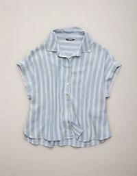 Chemise boutonnée courte et droite en mélange de lin AE77