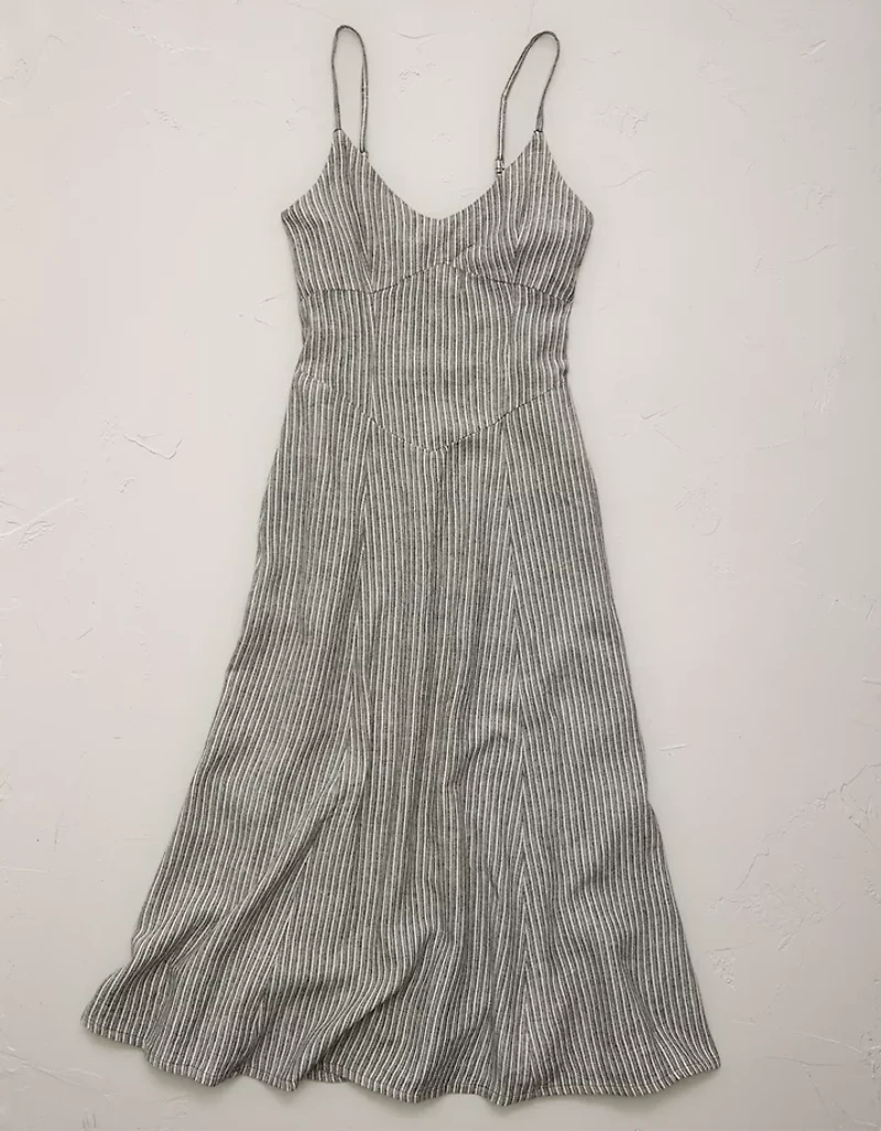 AE77 Linen-Blend Slip Dress