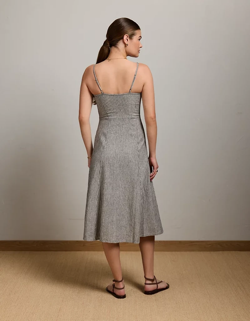 AE77 Linen-Blend Slip Dress