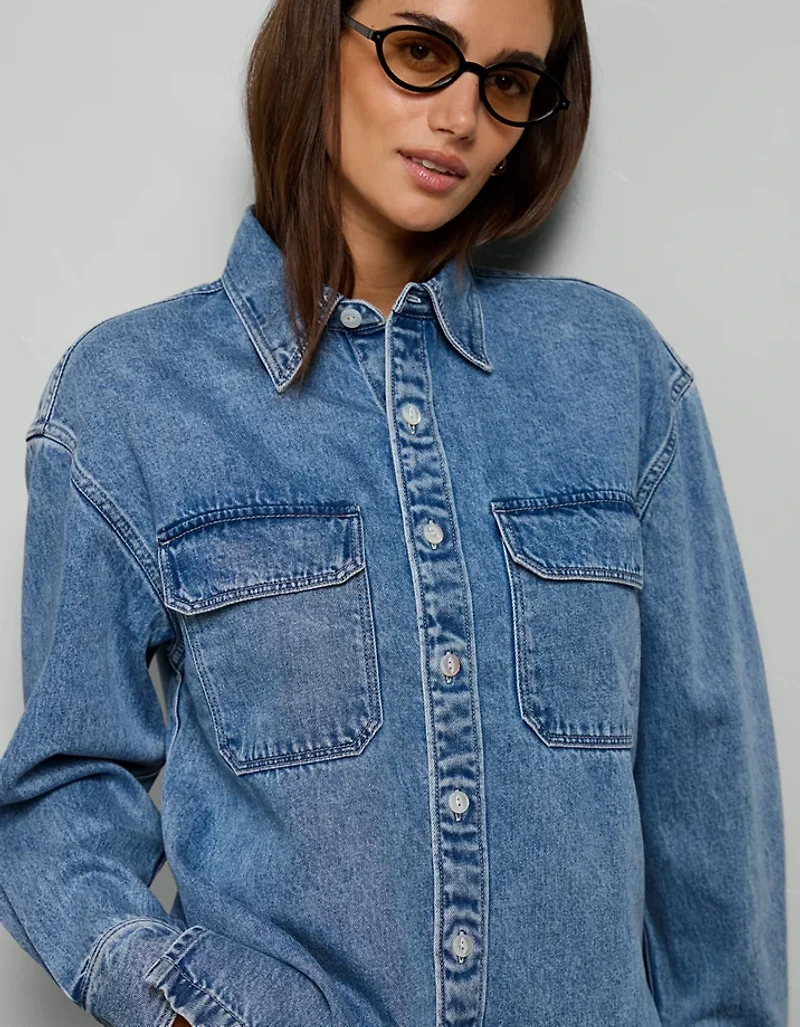 AE77 Perfect Denim Shacket