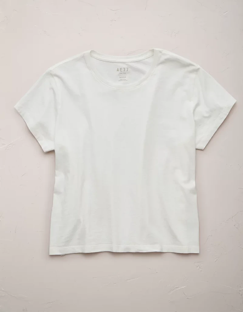 T-shirt droit court à col rond haut de gamme AE77