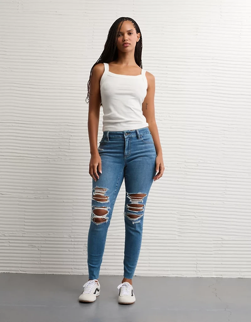 AE Next Level Curvy Ripped High-Waisted Jegging