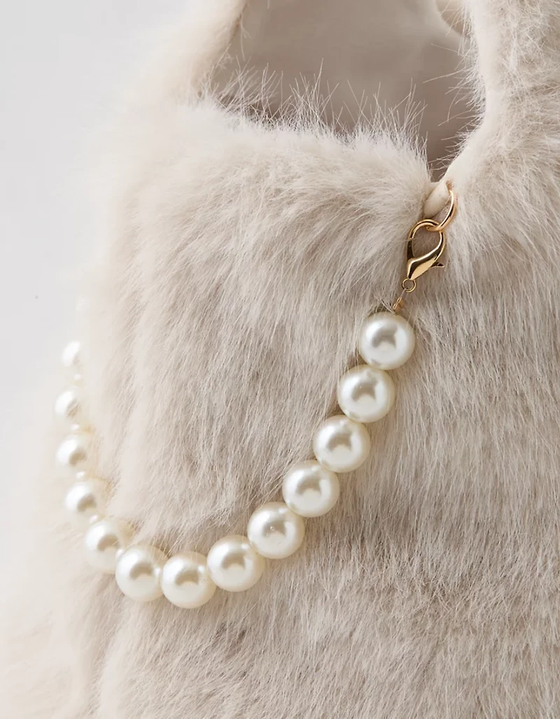 Aerie Faux Fur Pull-Through Pearl Bag