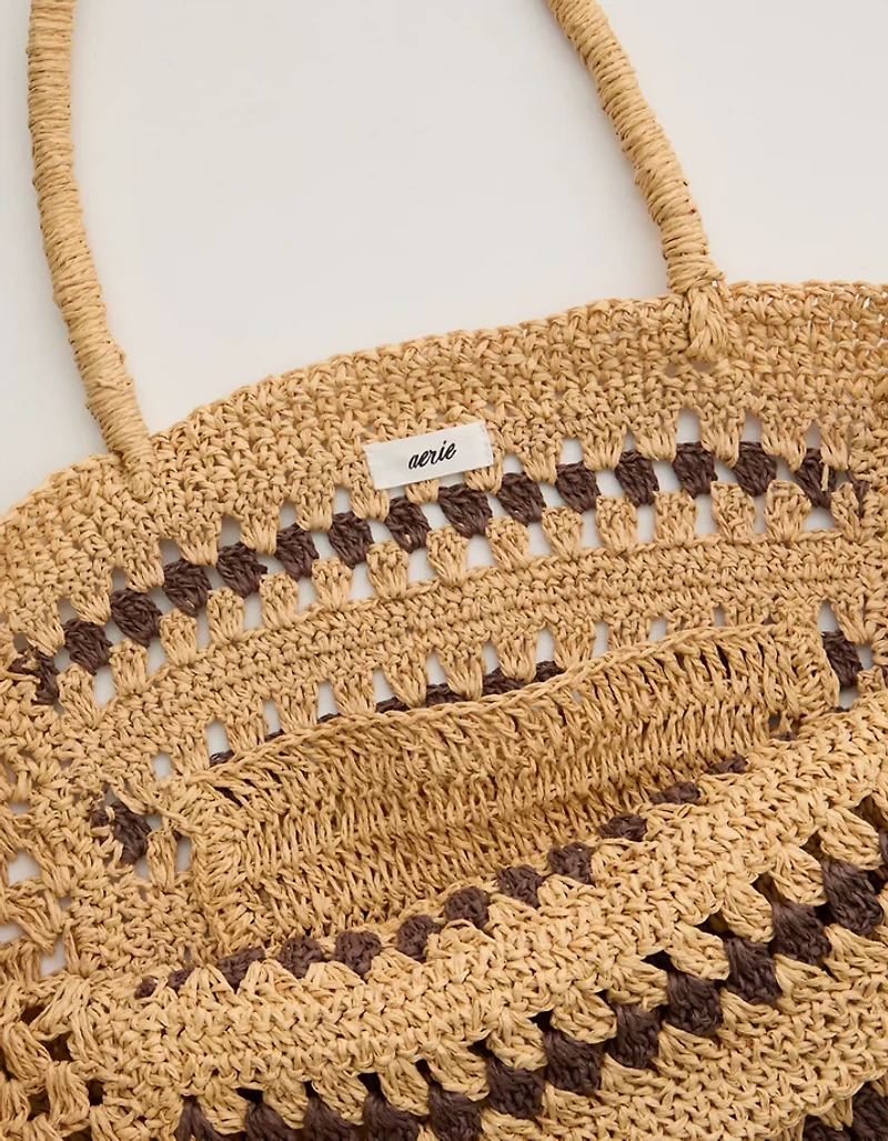 Aerie Mix Stitch Straw Bag