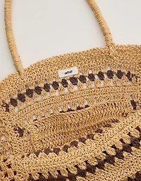 Aerie Mix Stitch Straw Bag